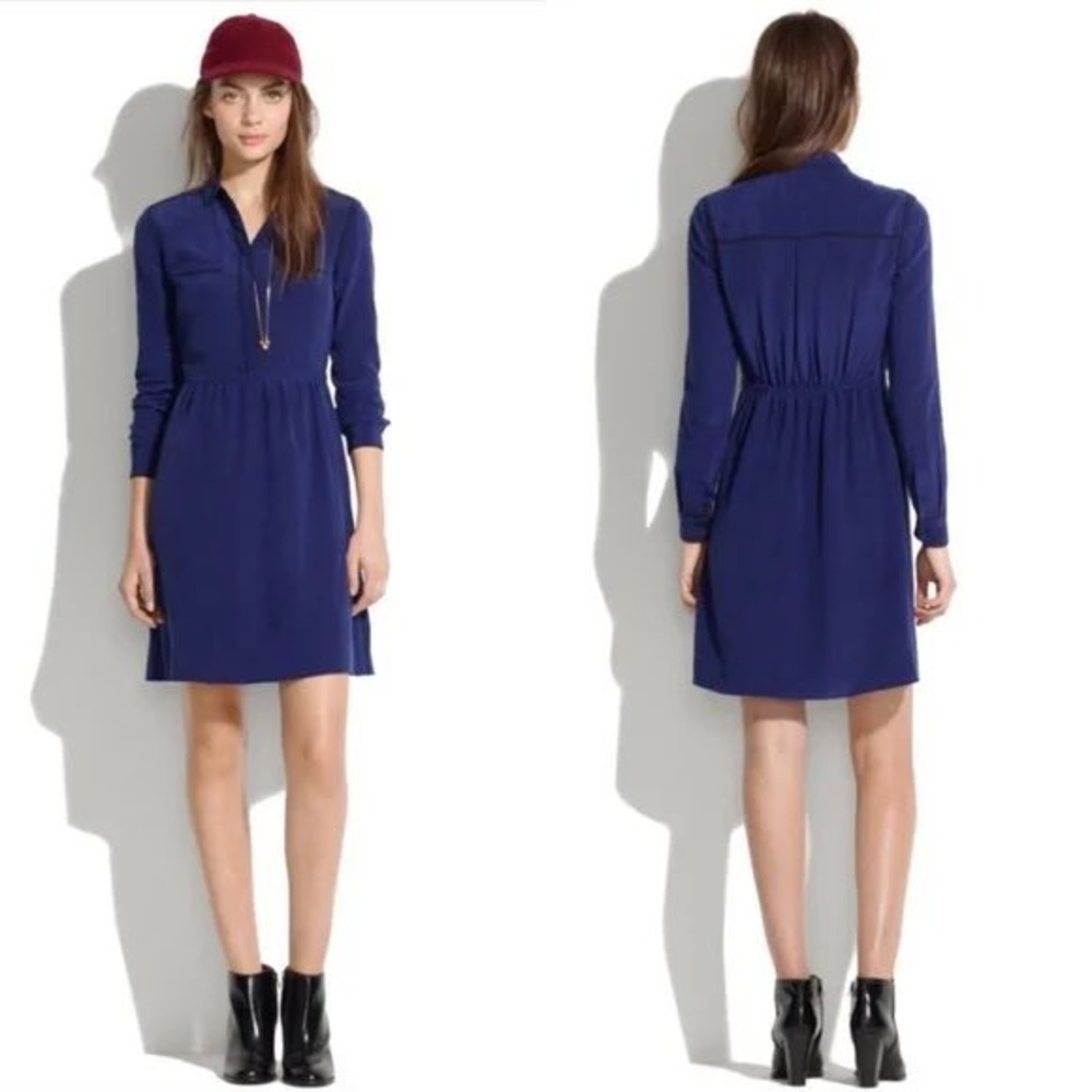 Madewell Silk Cinema Shirtdress 4 Boyish Preppy Traditional‎ Office Lightweight